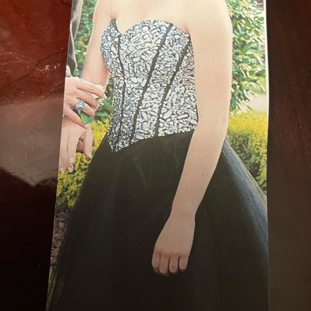 Strapless Black and Silver beaded cocktail Dress